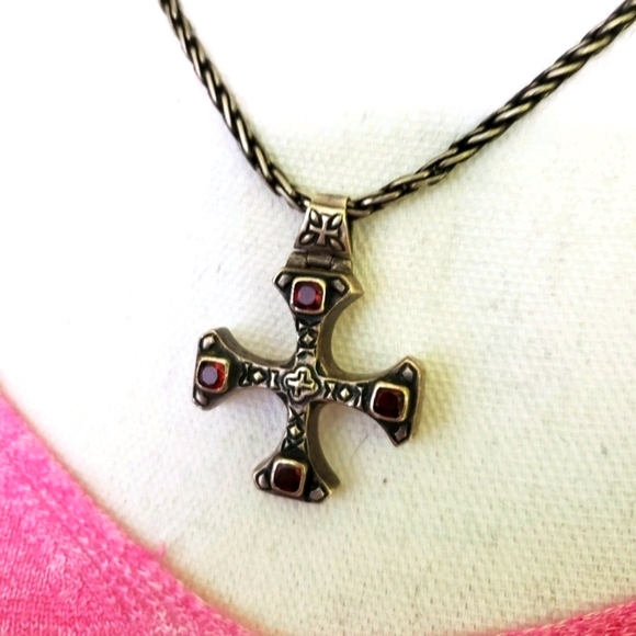 Cynthia Gale Sterling and Garnet Necklace - Picture 4 of 7